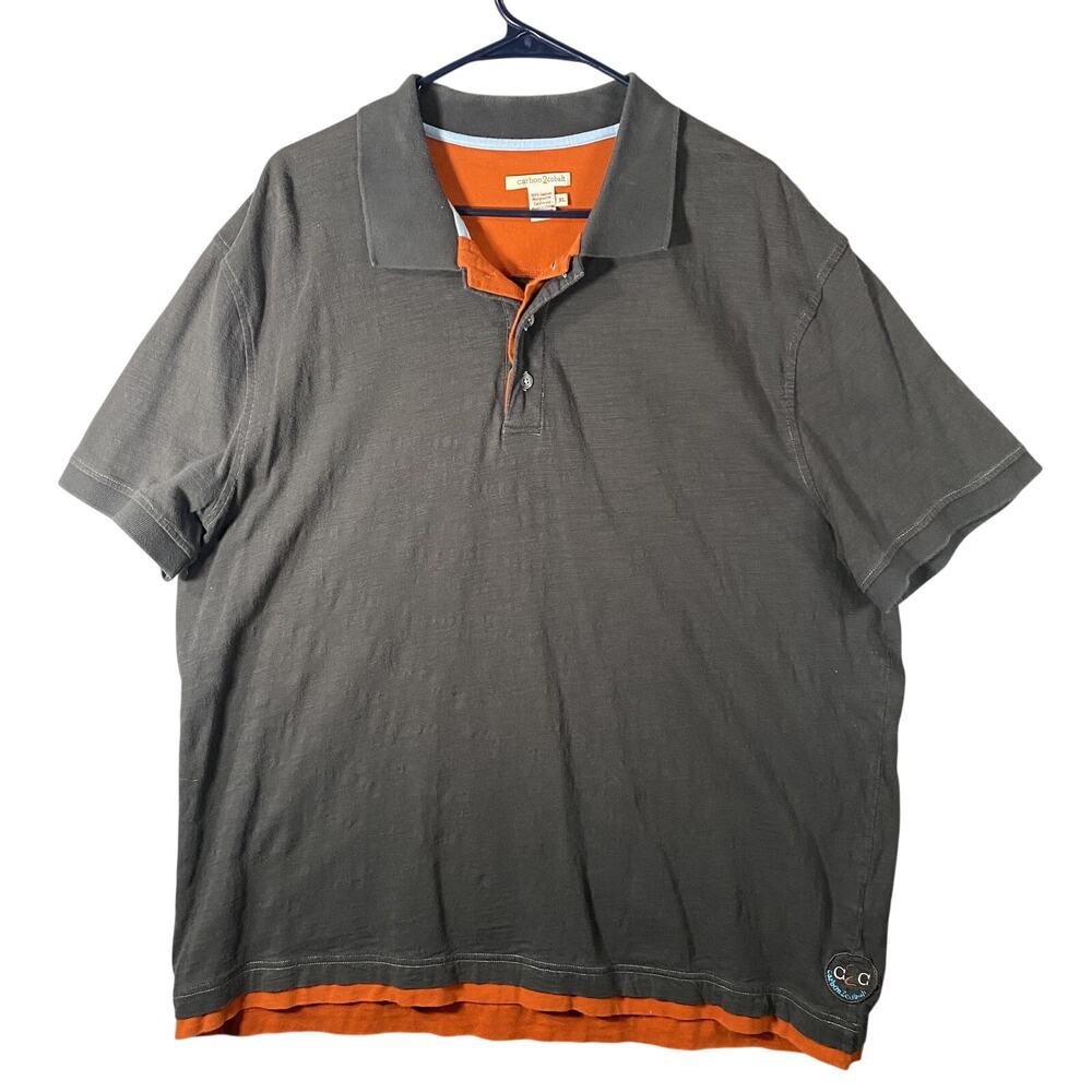 Carbon 2 Cobalt Short Sleeve Polo Shirt Gray Orange Mens Size XL